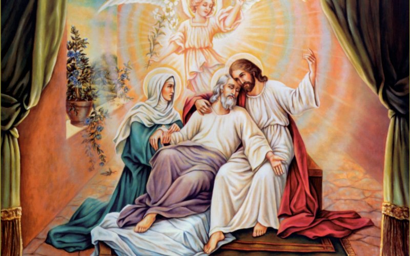 Gravura de José, Maria e Jesus Cristo