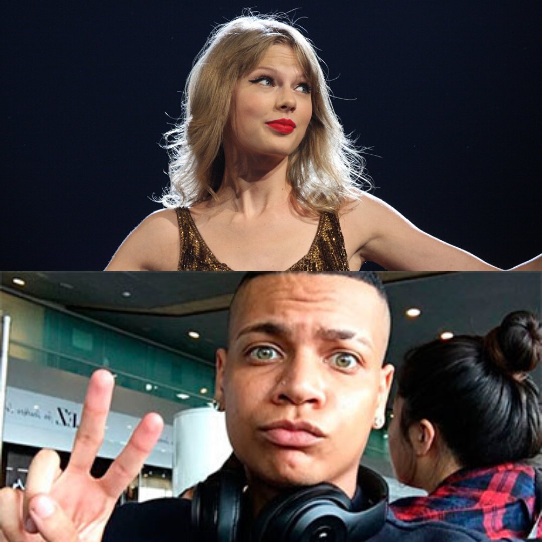 Fotos da cantora Taylor Swift e do MC de funk Duduzinho
