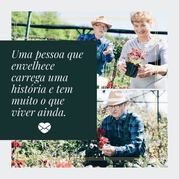 Mensagens com Amor - Canva 'Uma pessoa que envelhece carrega uma história e tem muito o que viver ainda.' - Dia Nacional do Idoso