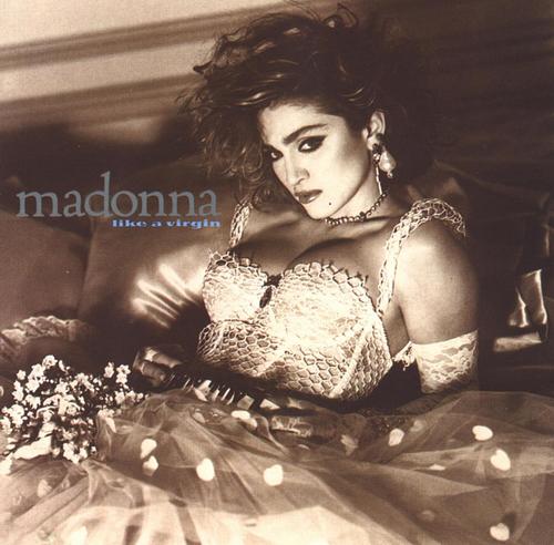 Pôster do cd 'Like a Virgin', de Madonna.