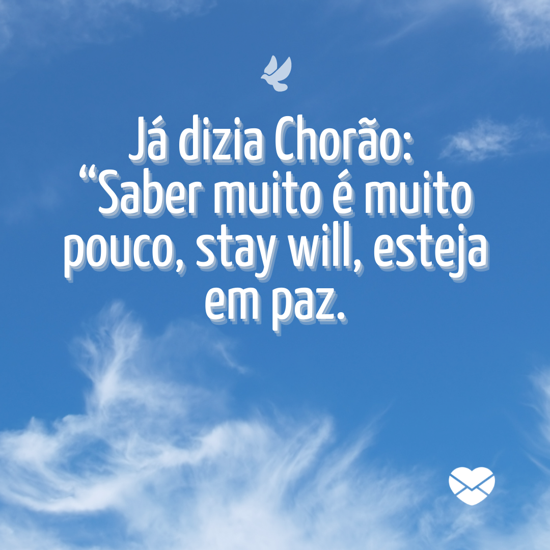 'Já dizia Chorão: “Saber muito é muito pouco, stay will, esteja em paz.”' - Frases bonitas para status