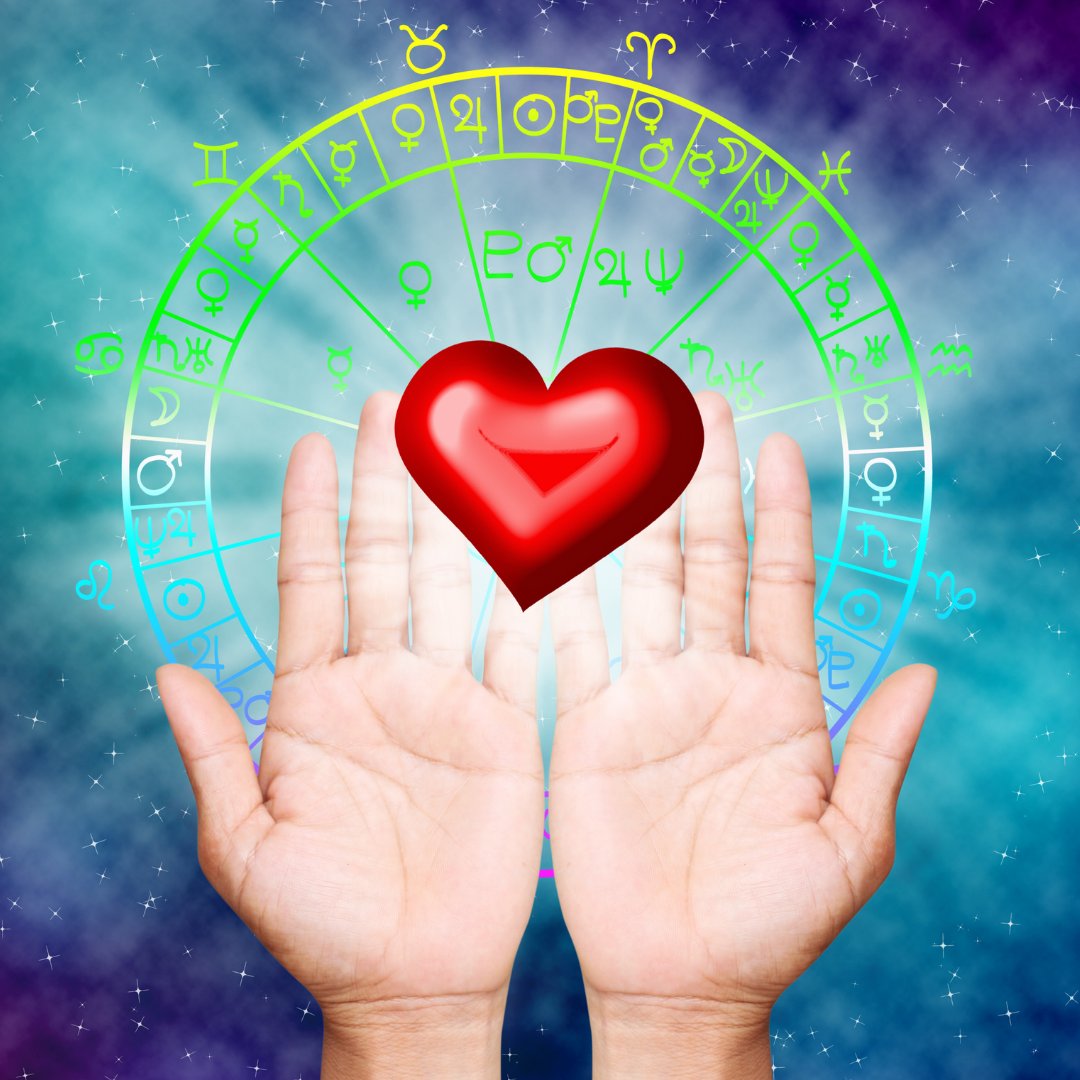 Imagem do símbolo do horóscopo e um coração