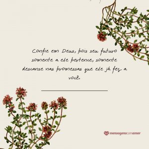 Confie em Deus, pois seu futuro somente a ele pertence, somente descanse nas promessas que ele já fez a você. - Frases evangélicas para fotos