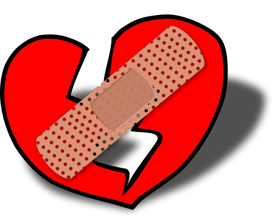 ilustração de coração partido remendado com band-aid
