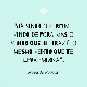 “Já sinto o perfume vindo de fora, mas o vento que te traz é o mesmo vento que te leva embora” - Frases do Haikaiss