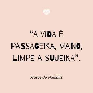 “A vida é passageira, mano, limpe a sujeira” - Frases do Haikaiss