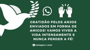 'Gratidão pelos anjos enviados em forma de amigos! Vamos viver a vida intensamente e nuca perder a fé!' - Mensagem de fé para WhatsApp