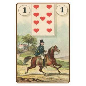 Carta do baralho cigano com um homem em um cavalo