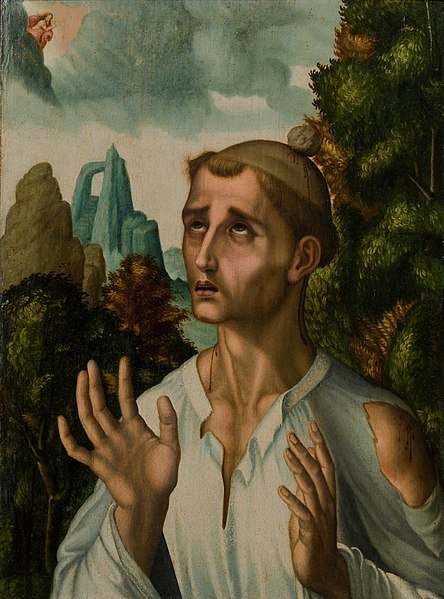 Pintura de São Estevão por Luis de Morales, localizada no Museu do Prado em Madrid, Espanha.