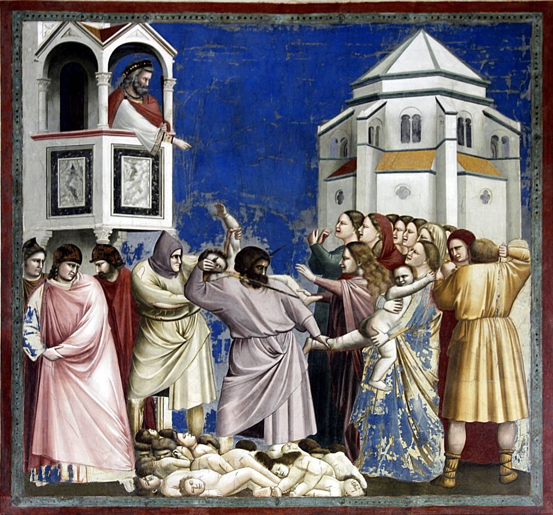 Pintura 'O Massacre dos Inocentes' de Giotto, localizada na Capella degli Scrovegni, em Pádua, Itália.