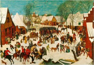 Pintura 'Massacre dos Inocentes' de Pieter Bruegel, localizada em Hampton Court, Inglaterra.