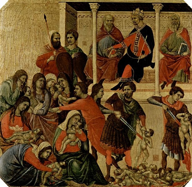 Pintura 'Massacre dos Inocentes' por Duccio di Buoninsegna.