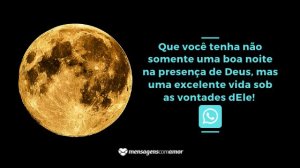 'Que você tenha não somente uma boa noite na presença de Deus, mas uma excelente vida sob as vontades dEle!' - Mensagem de boa noite evangélica para WhatsApp
