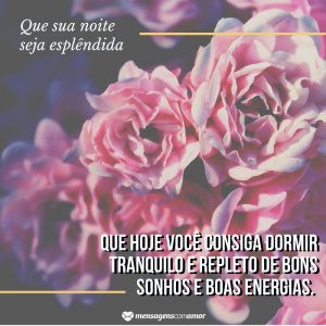 'Que hoje você consiga dormir tranquilo e repleto de bons sonhos e boas energias.' - Mensagem de boa noite com rosas