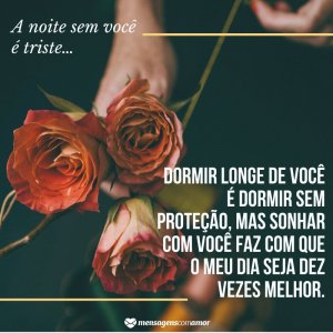 'A noite sem você é triste…' - Mensagem de boa noite com rosas
