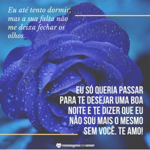 'Eu até tento dormir, mas a sua falta não me deixa fechar os olhos.' - Mensagem de boa noite com rosas