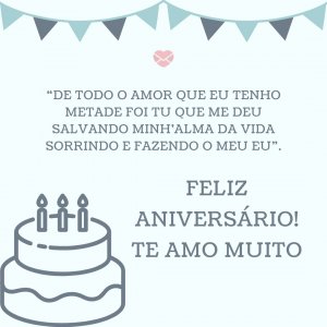 '“De todo o amor que eu tenho Metade foi tu que me deu Salvando minh’alma da vida Sorrindo e fazendo o meu eu”. Feliz Aniversário! Te amo muito' - Mensagem de aniversário para sobrinha com música
