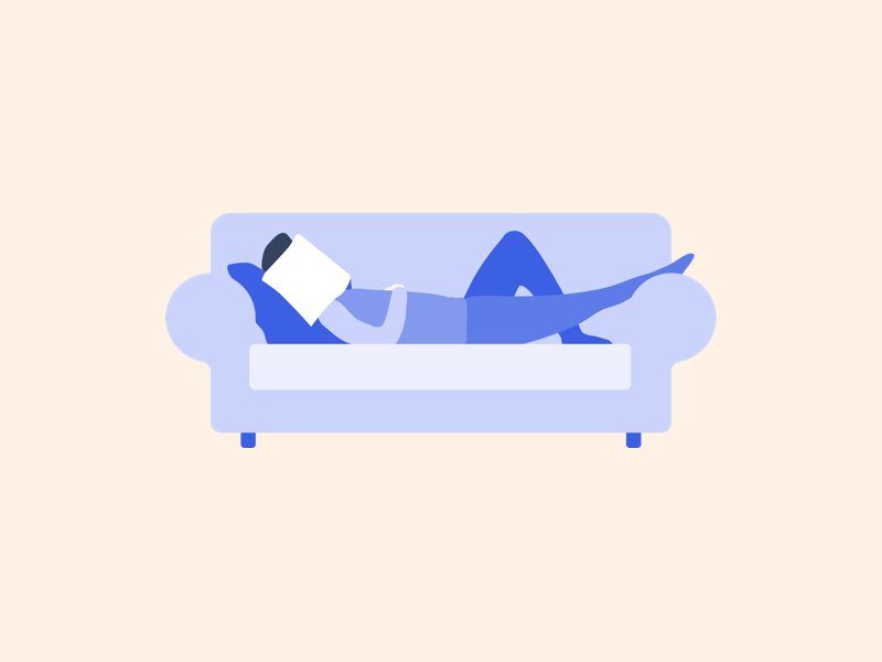 Ilustração de pessoa deitada no sofá com um travesseiro sobre a cabeça.
