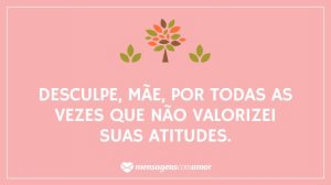 'Desculpe, mãe, por todas as vezes que não valorizei suas atitudes.' - Desculpa Mãe