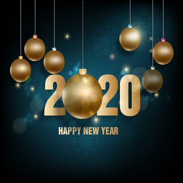 2020 com enfeites natalinos e 'happy new year' (feliz ano novo em inglês)