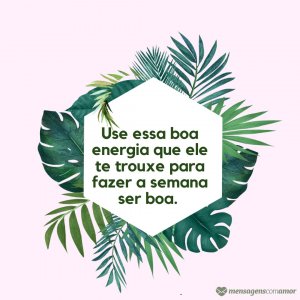 Use essa boa energia que ele te trouxe para fazer a semana ser boa. - Hoje É Segunda Feira