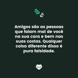 'Amigos são as pessoas que falam mal de você na sua cara e bem nas suas costas. Qualquer coisa diferente disso é pura falsidade.' - Diretas E Indiretas