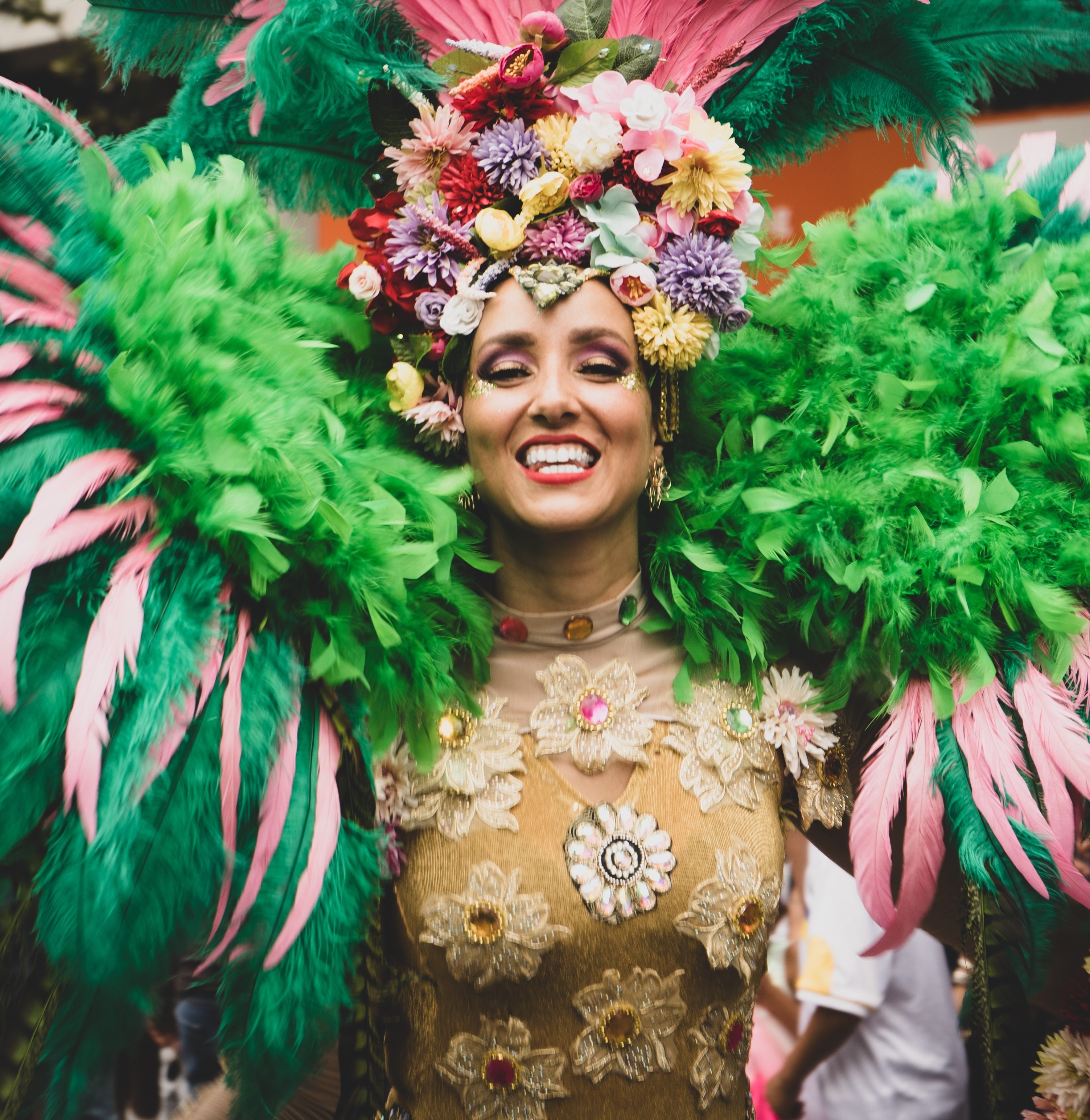 Mulher vestida com as roupas de carnaval