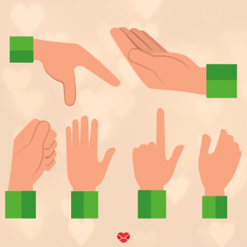 Ilustração de um mãos se comunicando por linguagem de sinais