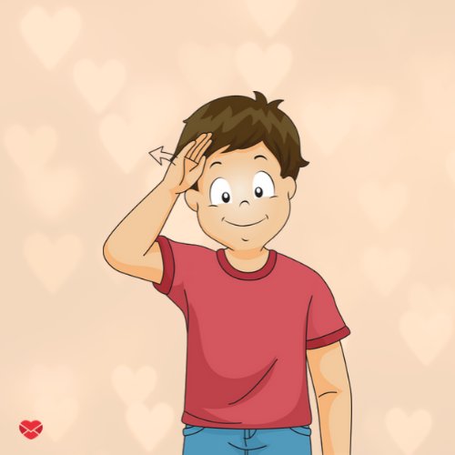 Ilustração de um menino fazendo um cumprimento com linguagem de sinais.