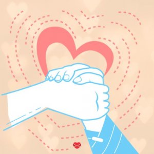 Mensagens com Amor Ilustração de duas mãos segurando uma a outra.