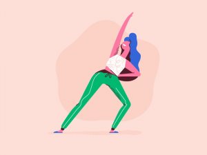 Dribbble - por Patswerk Ilustração de uma mulher se exercitando.