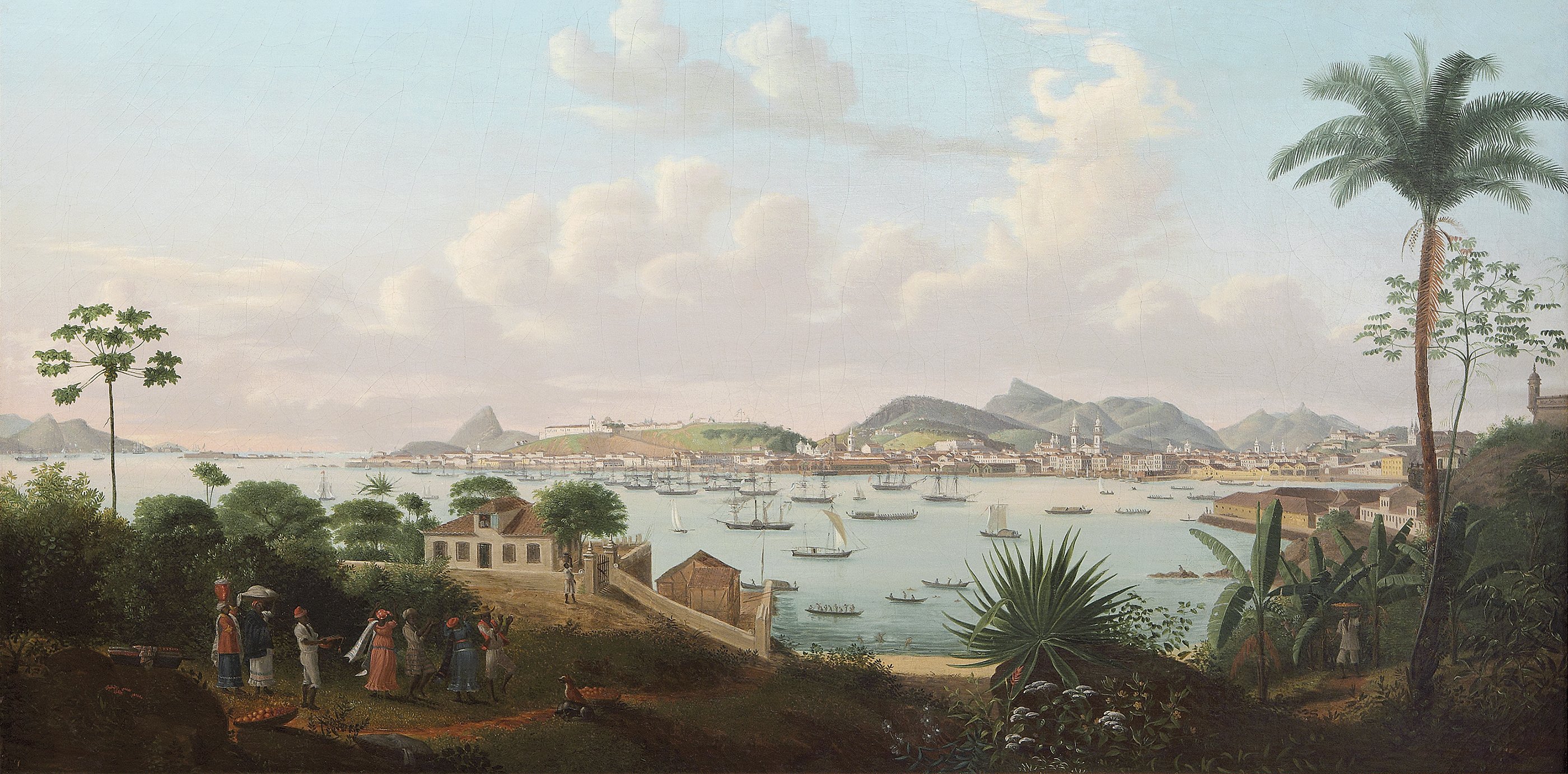 'Baía de Guanabara vista da Ilha das Cobras' - óleo sobre tela, 1828