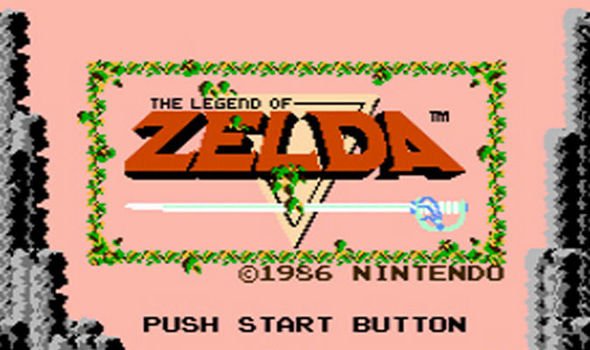 Cena inicial do primeiro jogo 'The Legend of Zelda' de 1986 para o console NES.