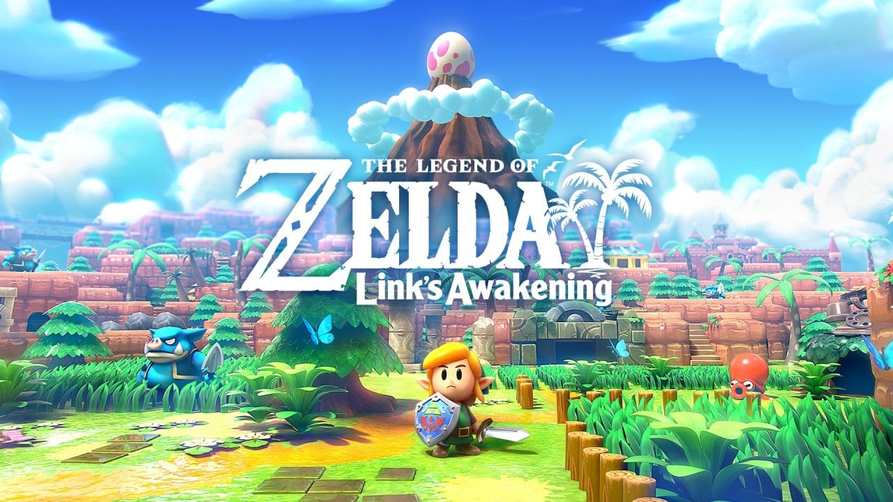 Capa do jogo 'The Legend of Zelda: Link's Awakening' com o protagonista Link em uma floresta, olhando para o céu.