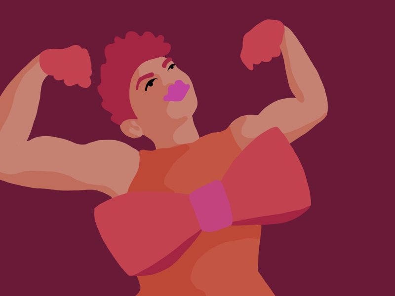Ilustração de uma mulher com os braços para cima mostrando sua força