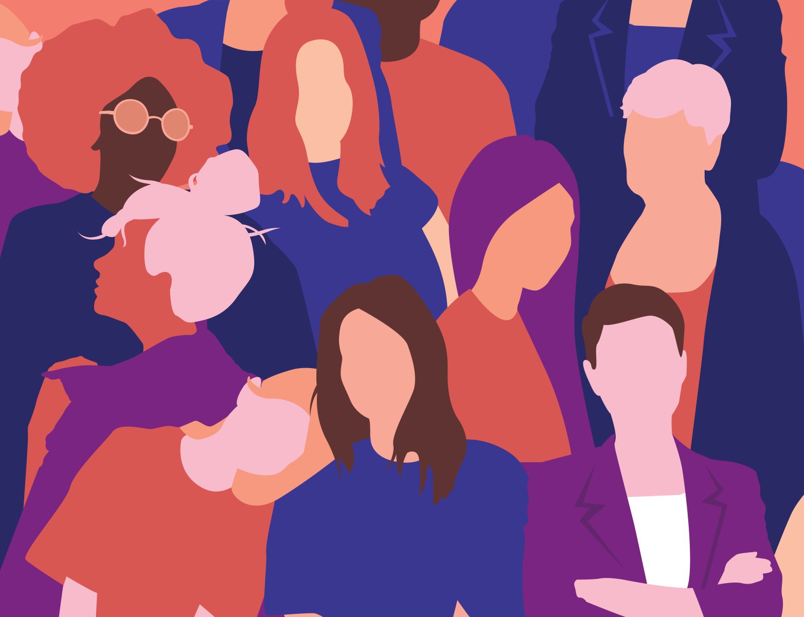 Ilustração de várias mulheres unidas