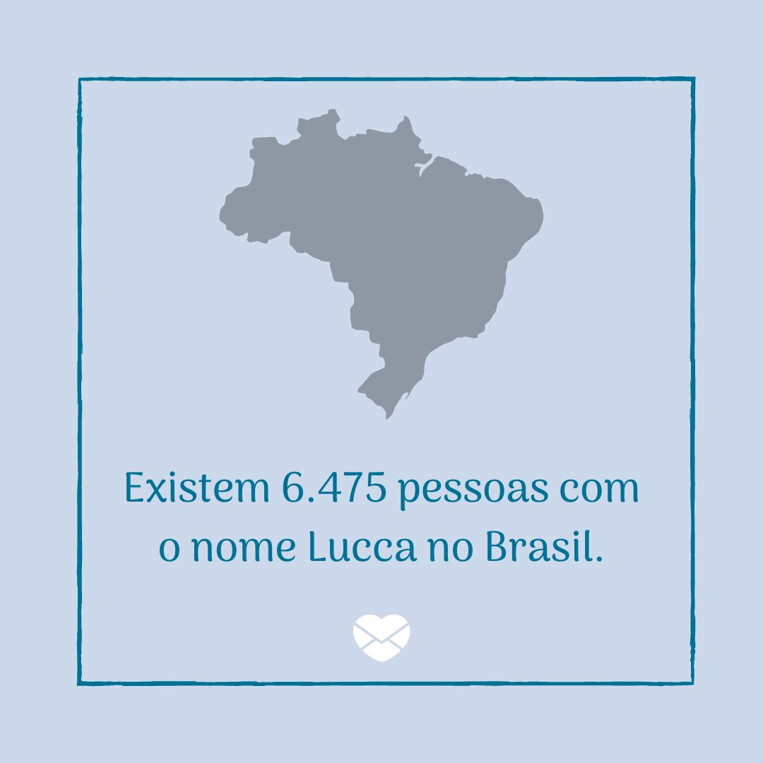 'Existem 6475 pessoas com o nome Lucca no Brasil.' - Frases de Lucca