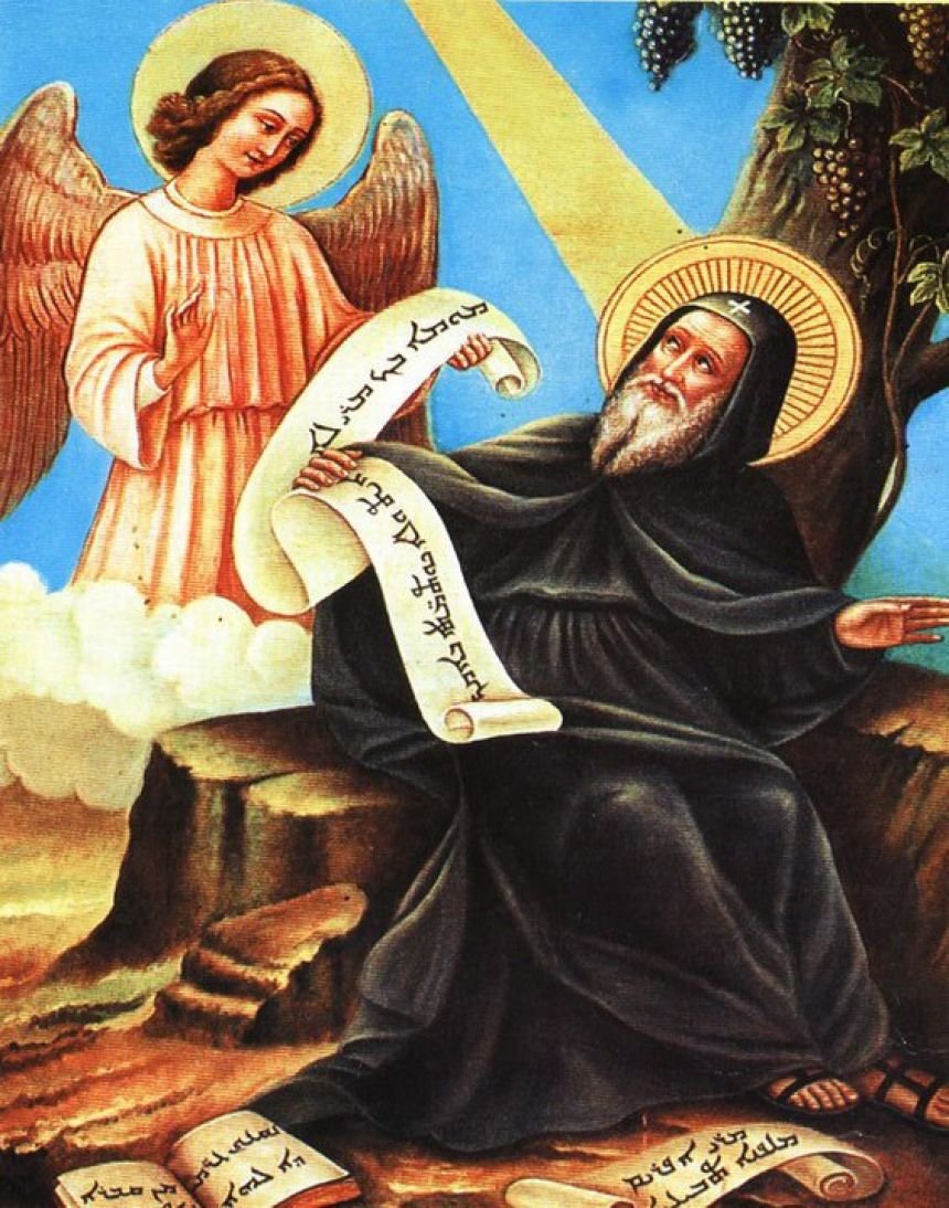 Pintura de anjo e São Basílio Magno