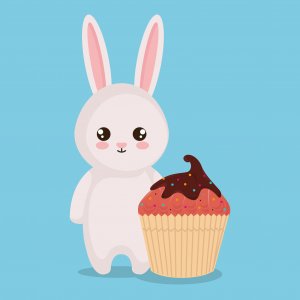 123RF Ilustração de coelho branco ao lado de bolinho
