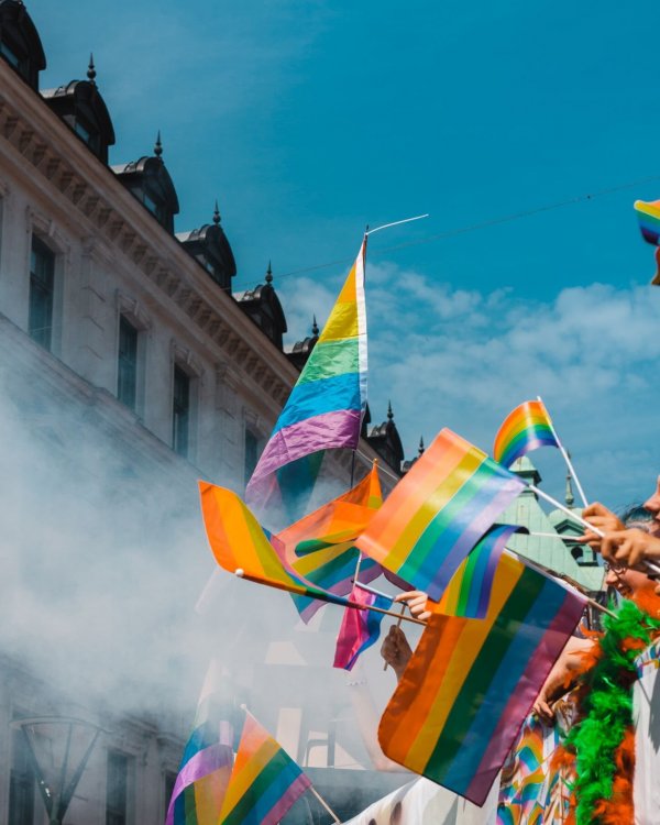 Unsplash/Teddy Österblom Protesto na rua em favor dos direitos da população LGBT.