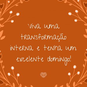 Mensagens Com Amor | Canva 'Viva uma transformação interna e tenha um excelente domingo!' - Um Excelente Domingo