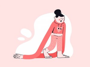 Dribble/Lilla Bardenova Ilustração de uma mulher dormindo enquanto caminha.