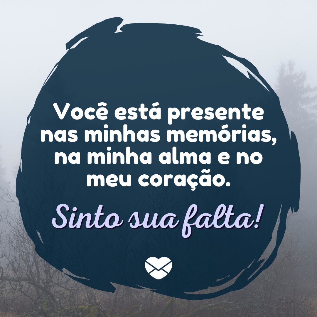 'Você está presente nas minhas memórias, na minha alma e no meu coração. Sinto sua falta!' - Saudades de você