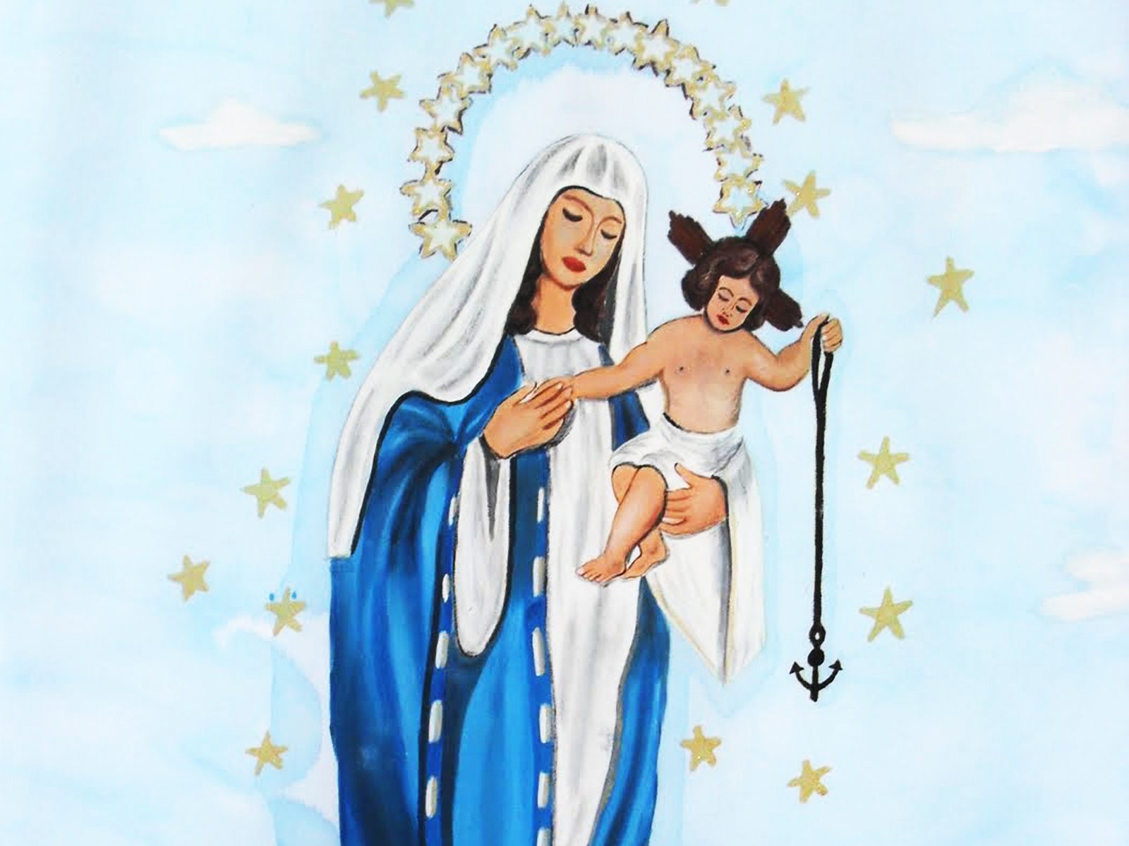 Ilustração de estátua de Nossa Senhora dos Navegantes
