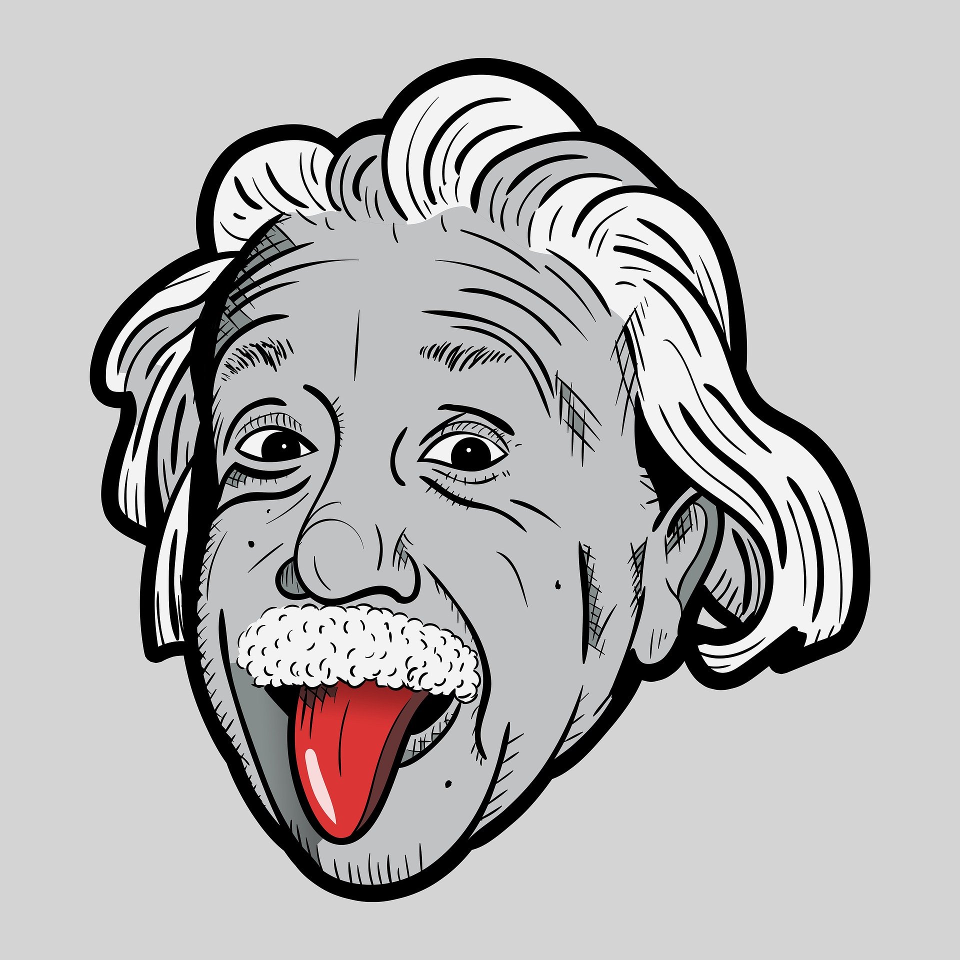 Desenho do Albert Einstein mostrando a língua