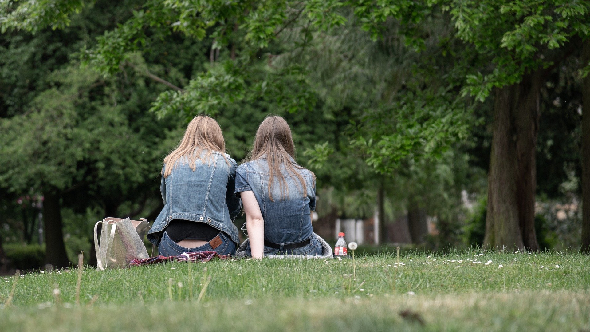 Mulheres sentadas em parque