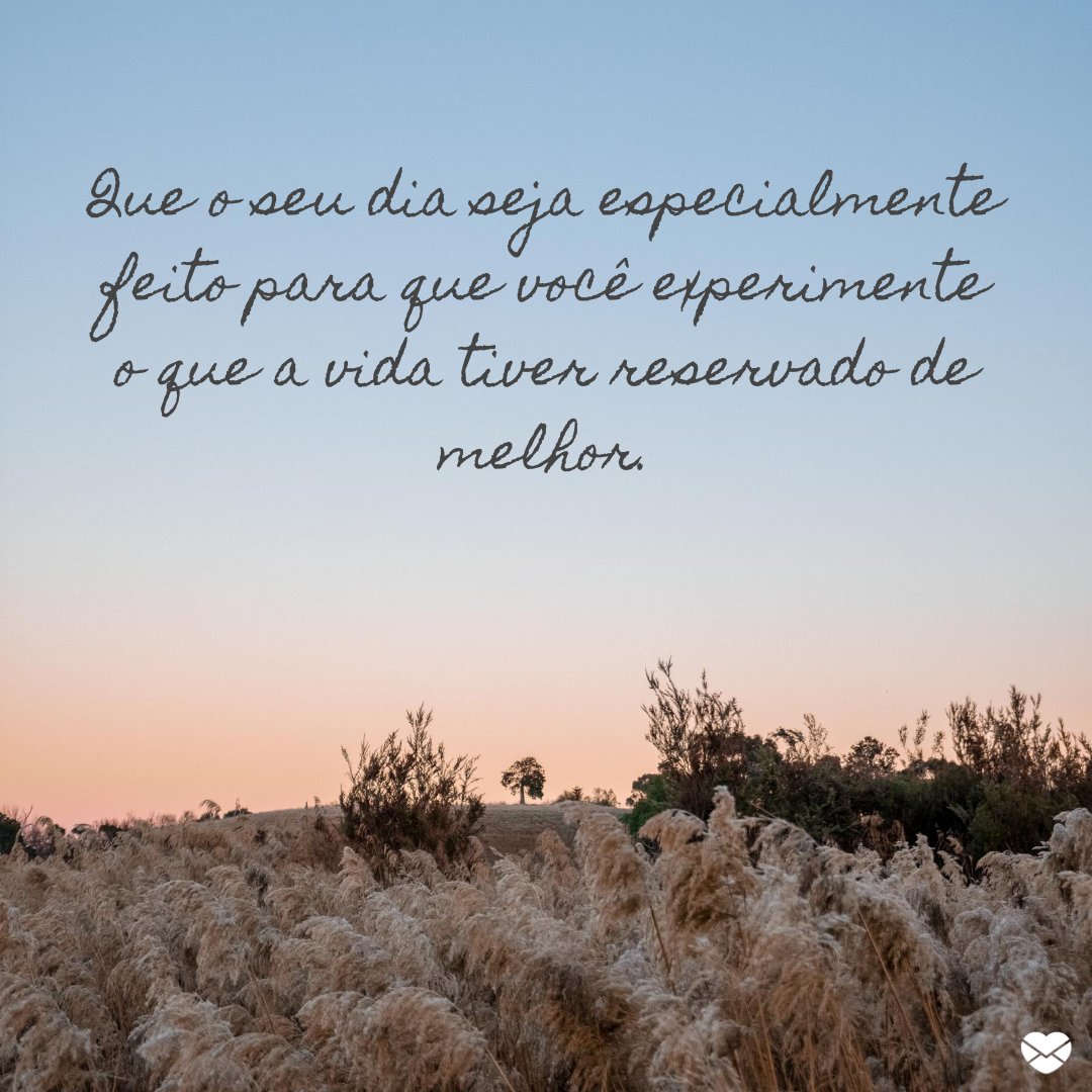 'Que o seu dia seja especialmente feito para que você experimente o que a vida tiver reservado de melhor' - Lindas mensagens de bom dia