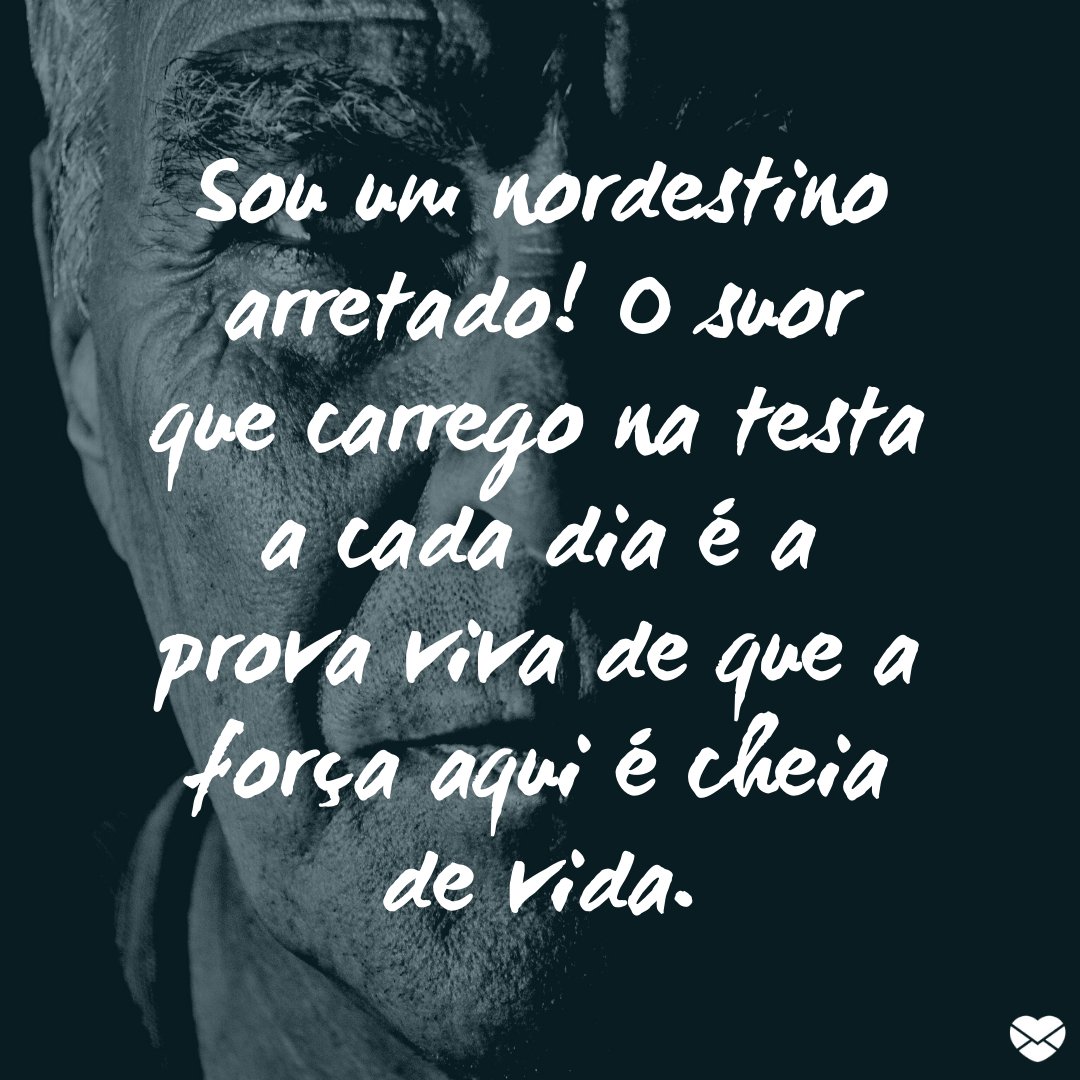 'Sou um nordestino arretado! O suor que carrego na testa a cada dia é a prova viva de que a força aqui é cheia de vida.' - Frases de um Nordestino Arretado.