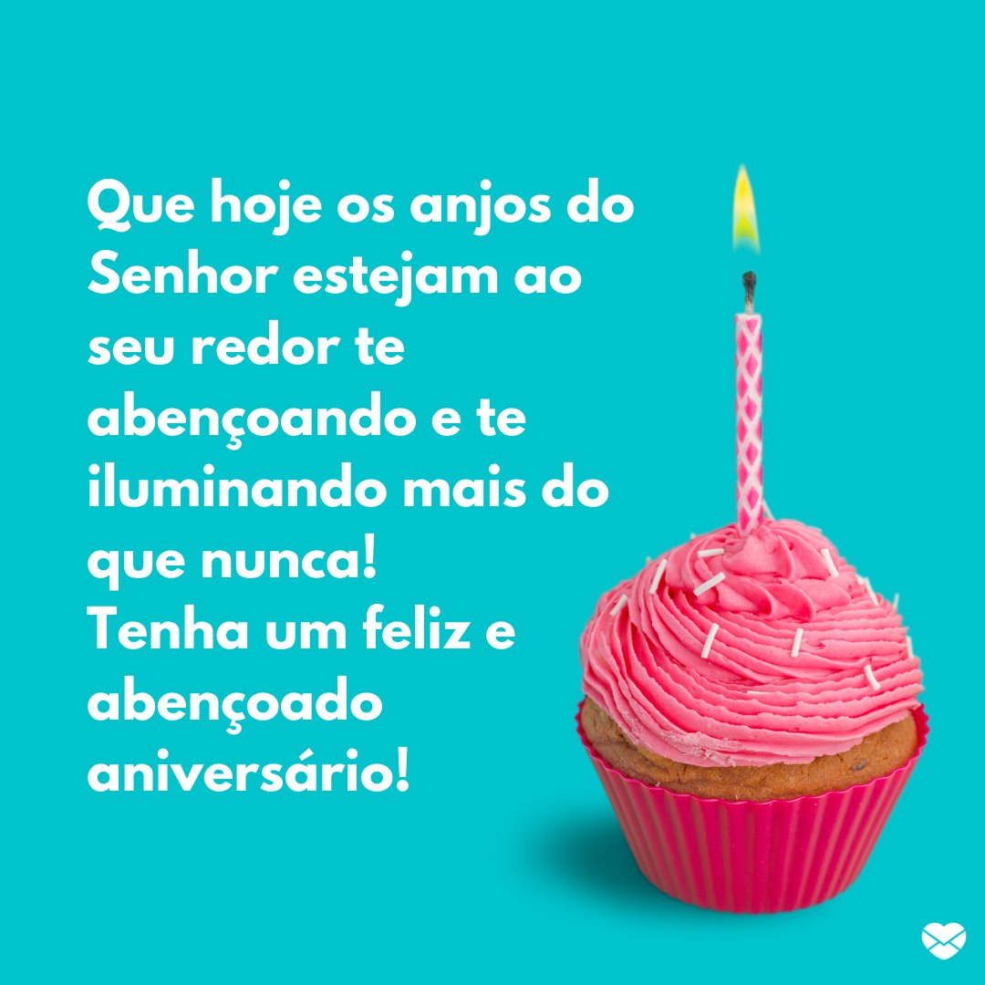 Mensagens Com Amor/Canva 'Que hoje os anjos do Senhor estejam ao seu redor te abençoando e te iluminando mais do que nunca!' - Mensagens cristãs de aniversário