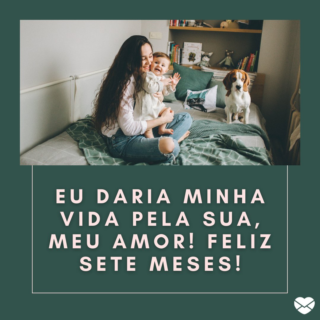 Mensagens Com Amor / Canva / Valeria Ushakova 'Eu daria minha vida pela sua, meu amor! Feliz sete meses!' - Mensagens para mêsversário de bebê de 7 mês